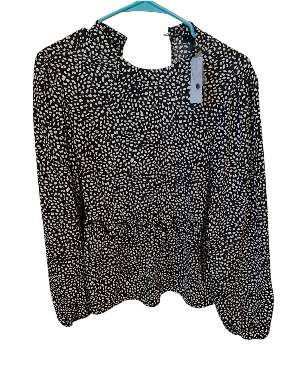 Sanctuary Black and White Printed Peplum Blouse